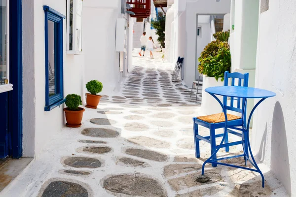 Typical Greek Traditional Village White Walls Colorful Doors Windows Mykonos — Stock Photo, Image