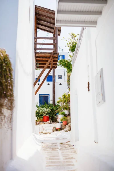 Village Traditionnel Typiquement Grec Avec Murs Blancs Portes Colorées Fenêtres — Photo