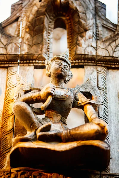 Holzschnitzereien Des Historischen Buddhistischen Shwenandaw Klosters Mandalay Myanmar — Stockfoto