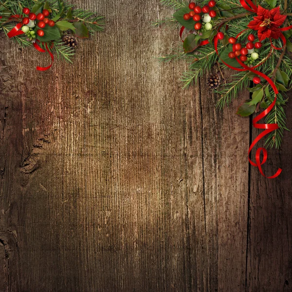 Decoração de Natal com borda de ramos de abeto — Fotografia de Stock