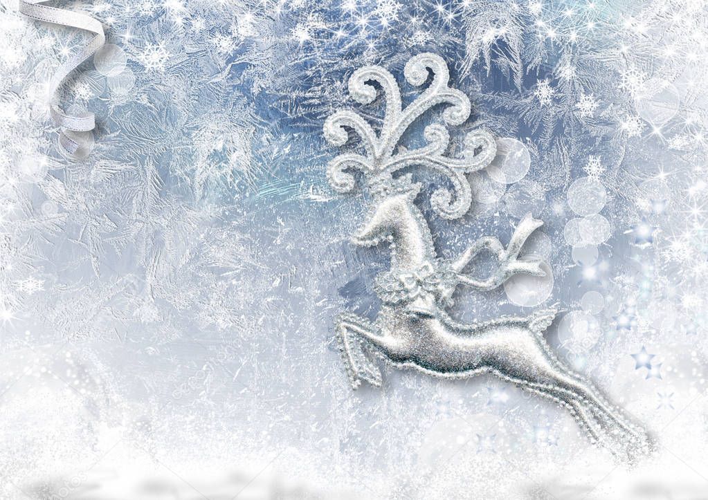 Christmas background with fairy reindeer