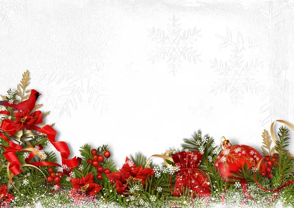 Julkort med Gran grenar — Stockfoto