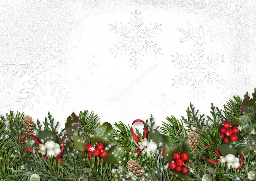 Christmas border with branches
