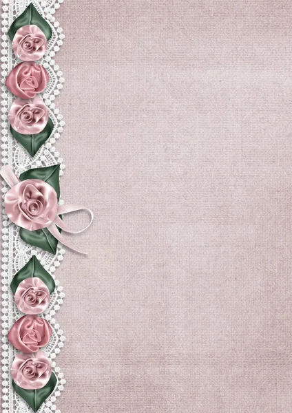 Border of roses and lace — Stock Photo, Image