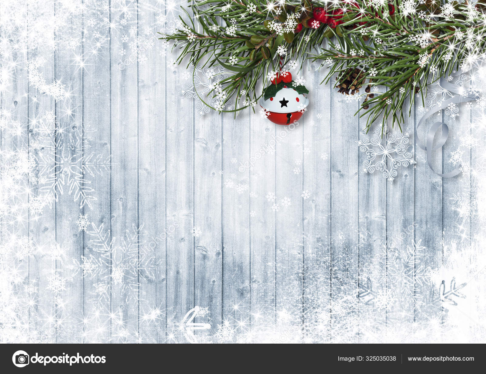Jingle bells on Christmas tree with copy space Stock Photo by ©chiffa