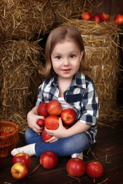 Charming Girl Fresh Apples — Stock Photo, Image