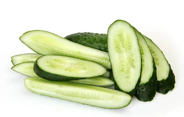 Ripe Sliced Cucumber White — Stock Photo, Image