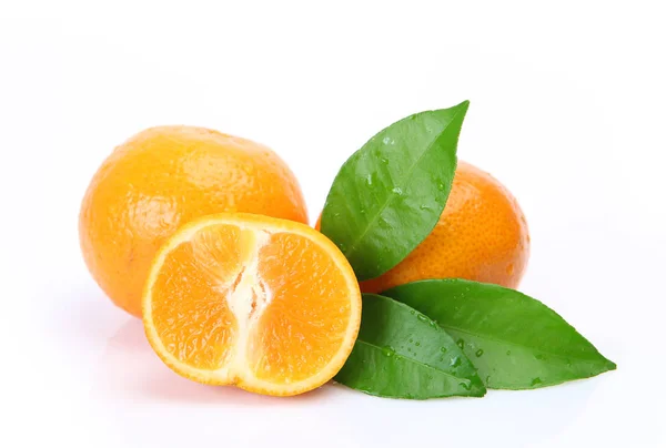 Ripe tangerines on a white background — Stock Photo, Image