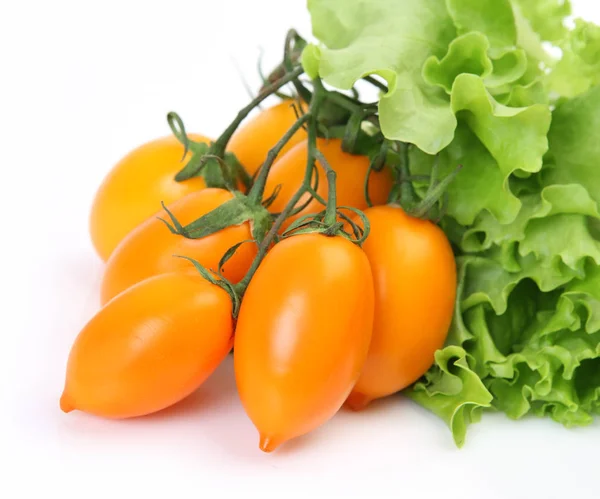 Gelbe Tomaten Und Salat — Stockfoto
