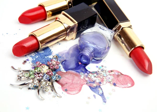 Decorative cosmetics and nail polish — Stock Photo, Image