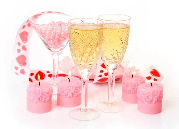 Champagne Candele Rosa — Foto Stock