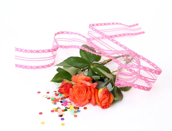 Buquê Rosas Ornamentos Decorativos — Fotografia de Stock