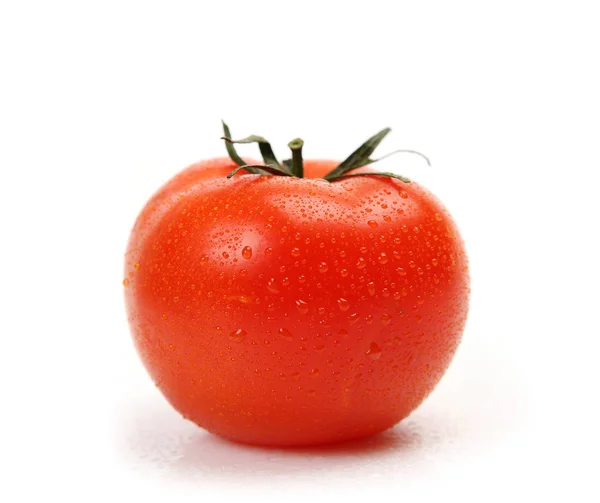 Спелый помидор на белом фоне — стоковое фото