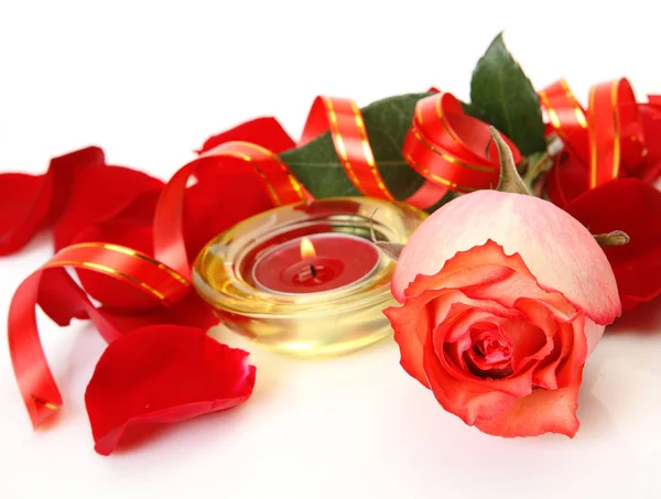 Scarlet Rose Candle — Stock Photo, Image