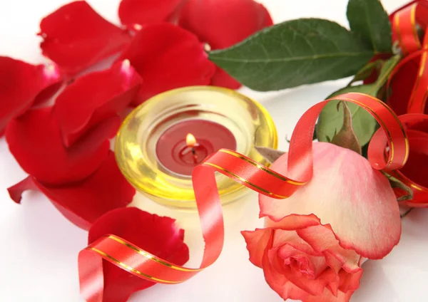 Scarlet Rose Candle — Stock Photo, Image