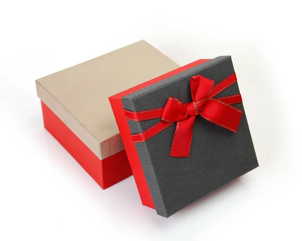Коробка Подарков Красным Бантом — стоковое фото
