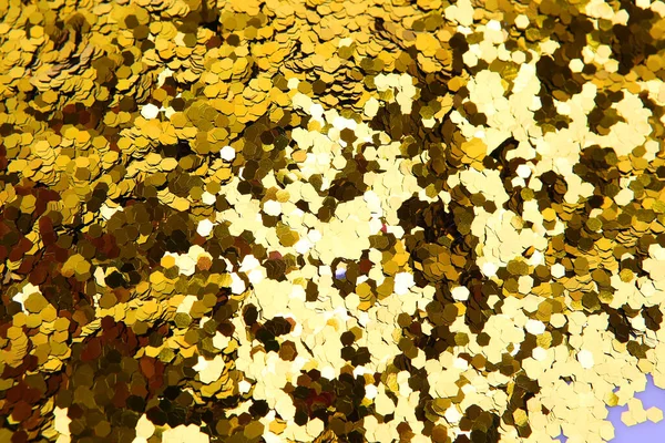 Superfície Confete Caótico Dourado Brilhante — Fotografia de Stock