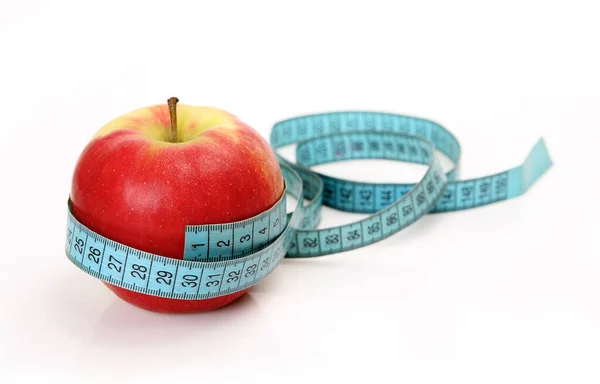 Apple Wrapped Measuring Tape White Background — Stock Photo, Image