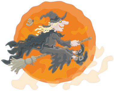 Halloween witch flying clipart