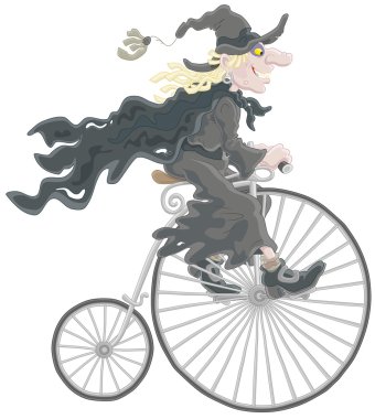 Halloween witch cycling clipart