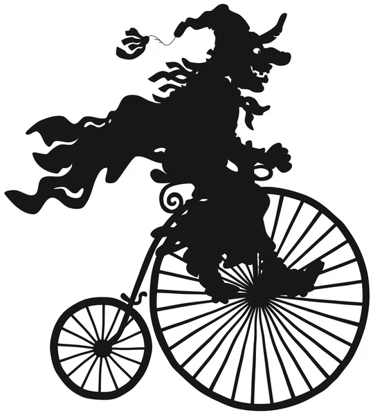 Halloween strega ciclismo — Vettoriale Stock