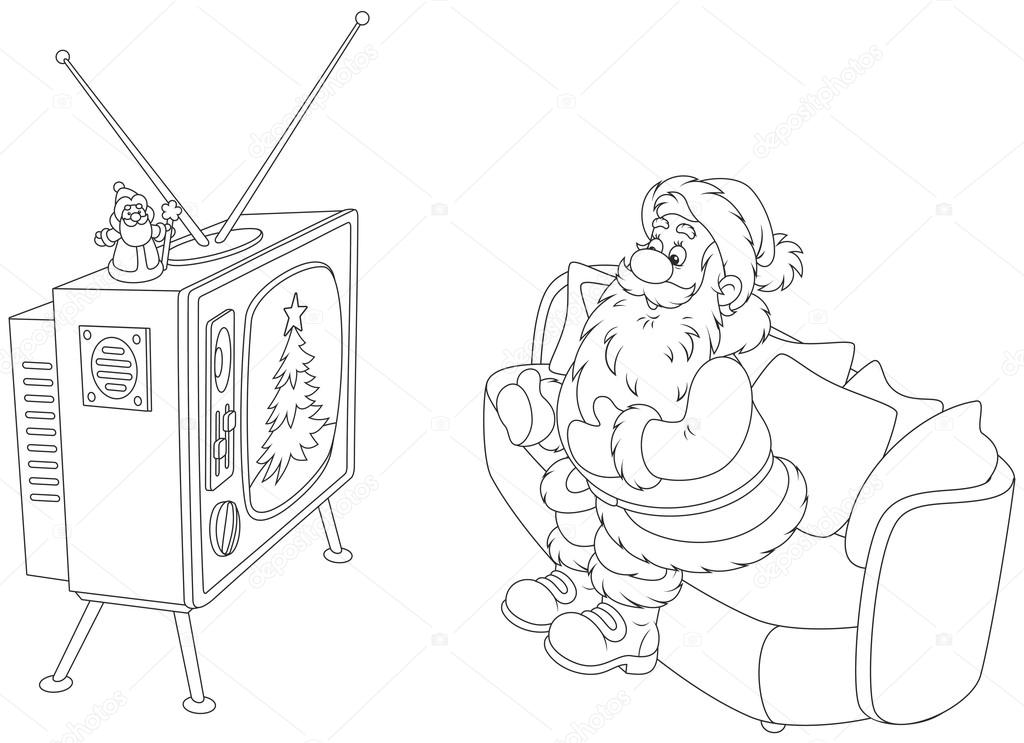 watching tv coloring page