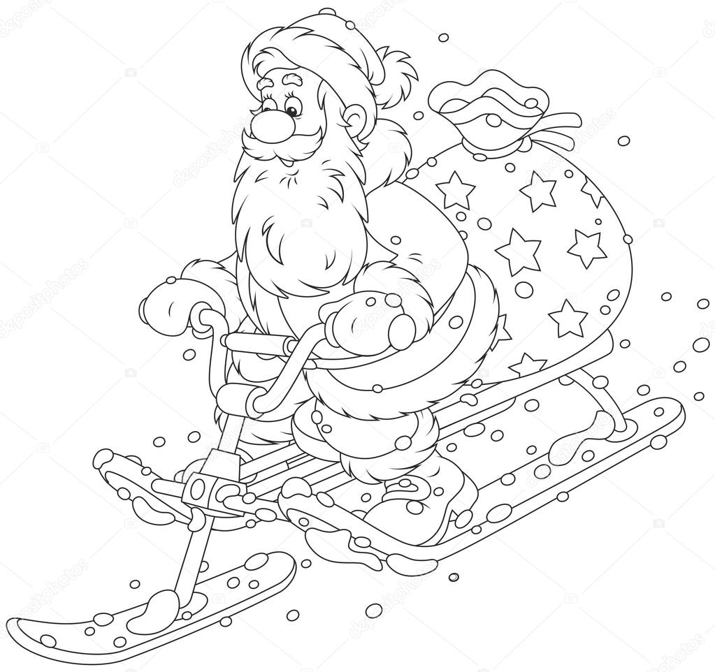 Santa riding a snow scooter