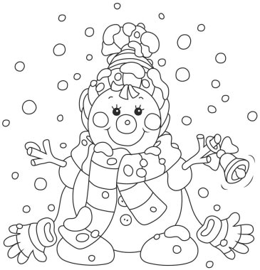 Christmas Snowman with a bell clipart