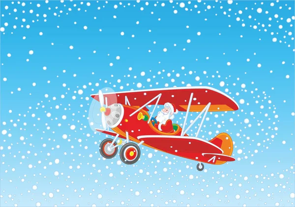 Babbo Natale pilota un aereo — Vettoriale Stock