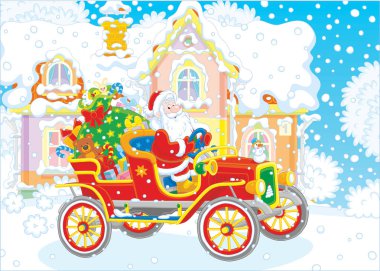 Santa hediyeler ile araba