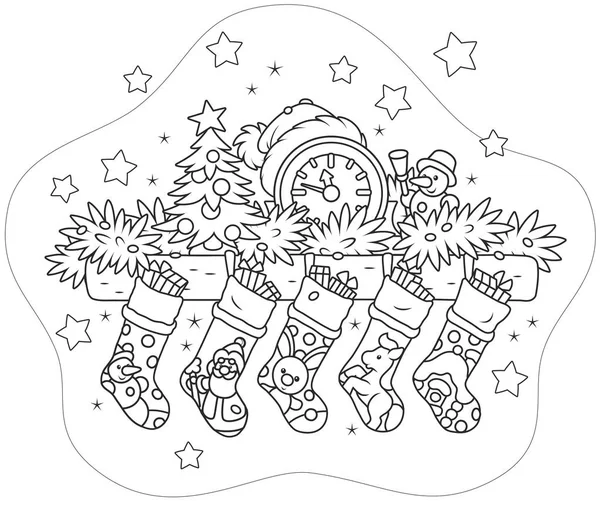 Chaussettes de Noël avec cadeaux — Image vectorielle