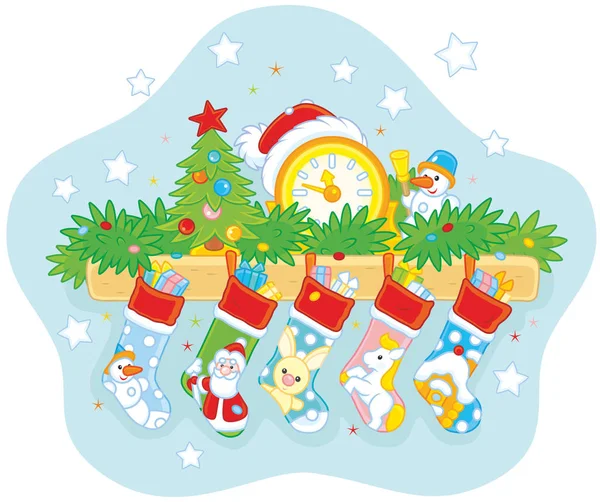 Christmas socks with gifts Stock Vector