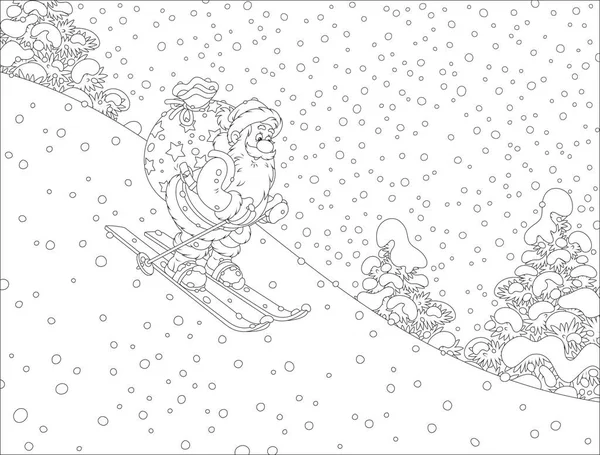 Santa σκι με τα δώρα — Διανυσματικό Αρχείο