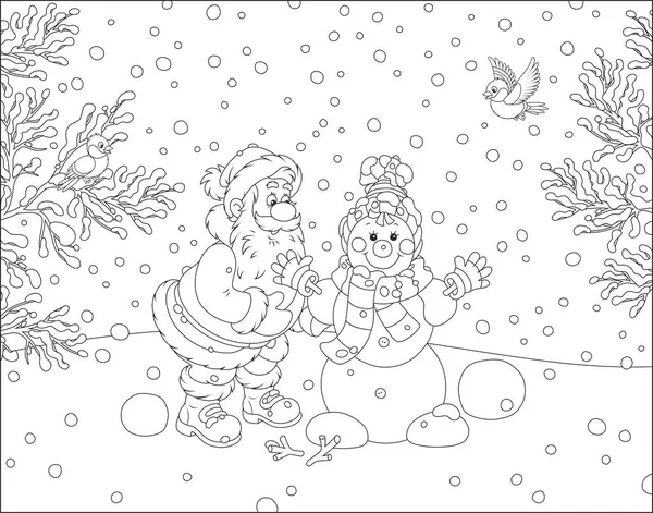 サンタ クロースと雪だるま — ストックベクタ
