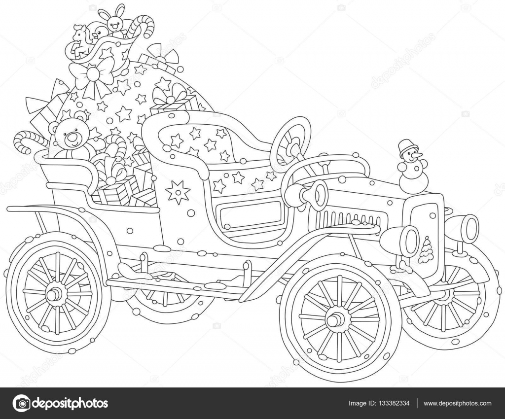 Santas Car With Gifts Stock Vector Alexbannykh 133382334