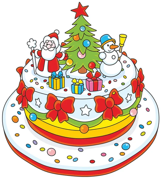 Kerst cake versierd — Stockvector