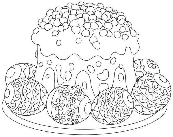 Пасхальные яйца и торт — стоковый вектор