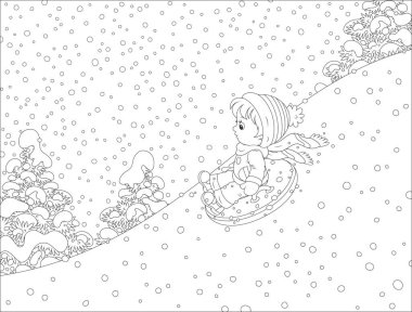 Çocuk bir şişme kar tuplü