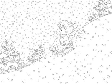 Small child sleighing clipart
