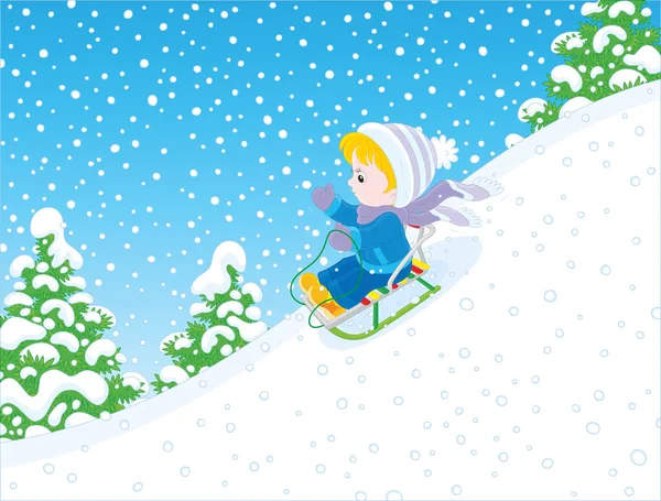 Small child sleighing — Stock Vector