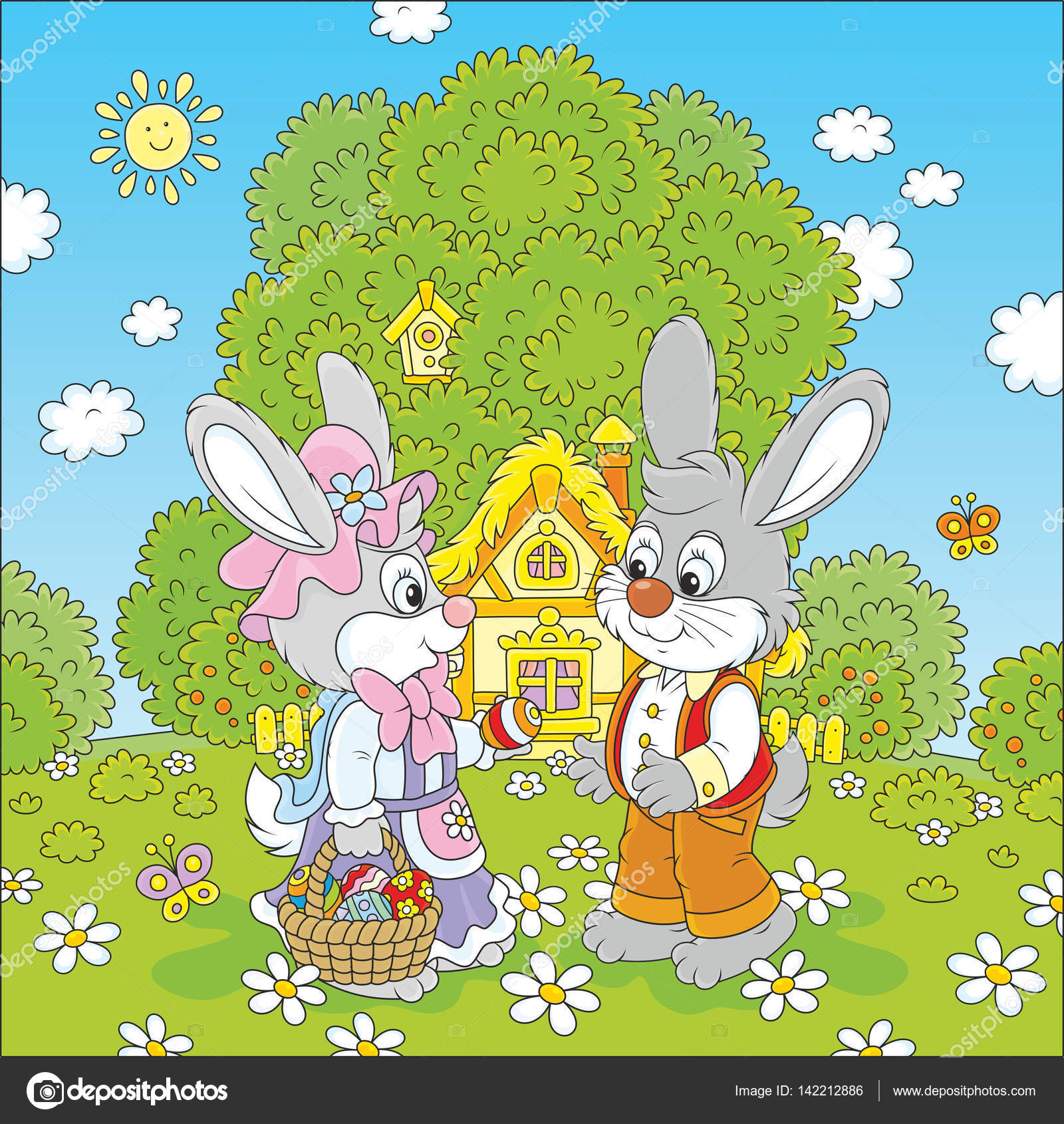 Bunnies on Easter Sunday Stock Vector Image by ©AlexBannykh #142212886 Bunnies on Easter Sunday Stock Vector Image by ©AlexBannykh #142212886