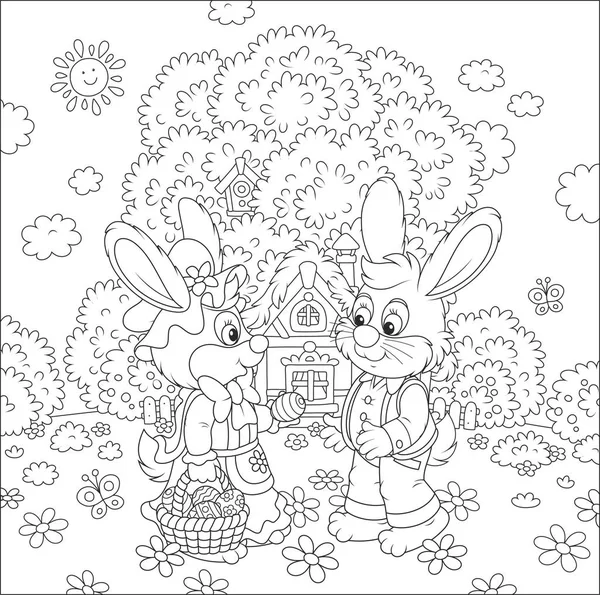 Bunnies on Easter Sunday — Stock Vector