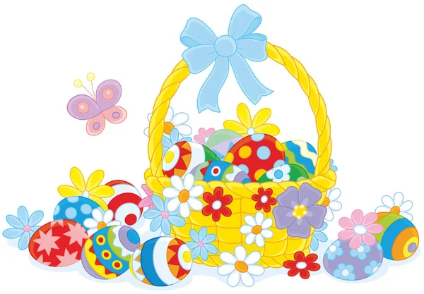 Easter wicker basket — Stock Vector