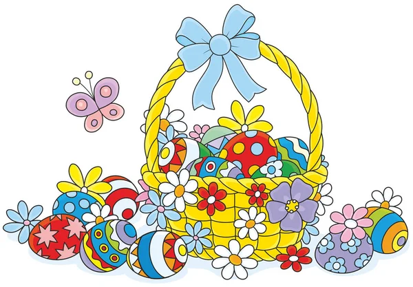 Easter wicker basket — Stock Vector