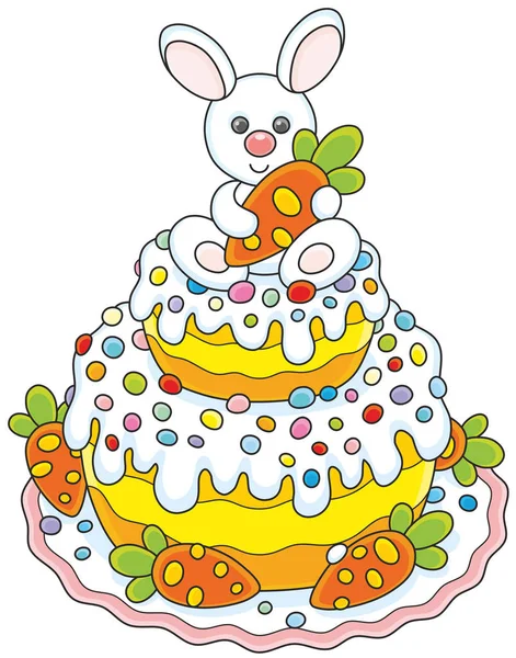 Gâteau de Pâques avec un lapin — Image vectorielle