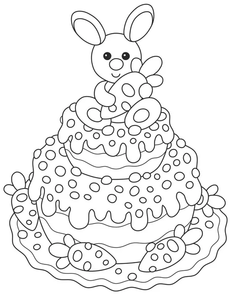 Easter cake with a bunny — Stock Vector