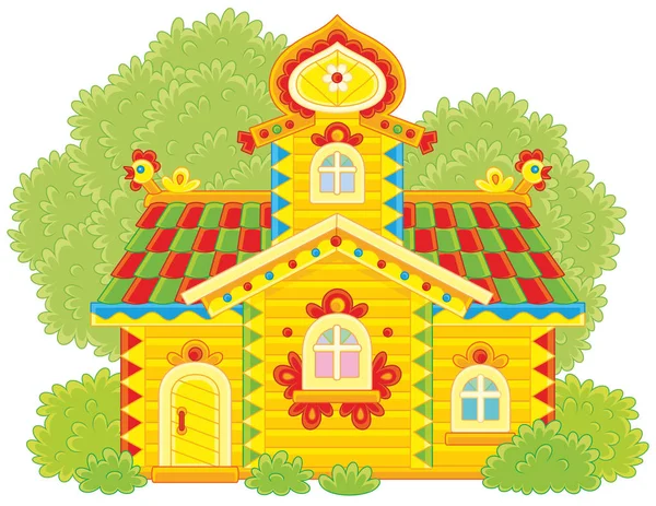 Cabina de madera ornamentada — Vector de stock