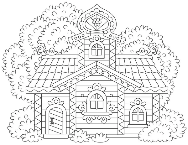 Ornate log cabin — Stock Illustration Ornate log cabin Stock Vector