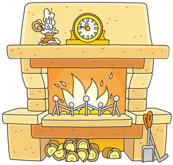 薪で暖炉 — ストックベクタ