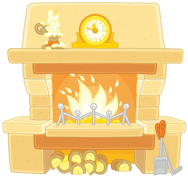 薪で暖炉 — ストックベクタ